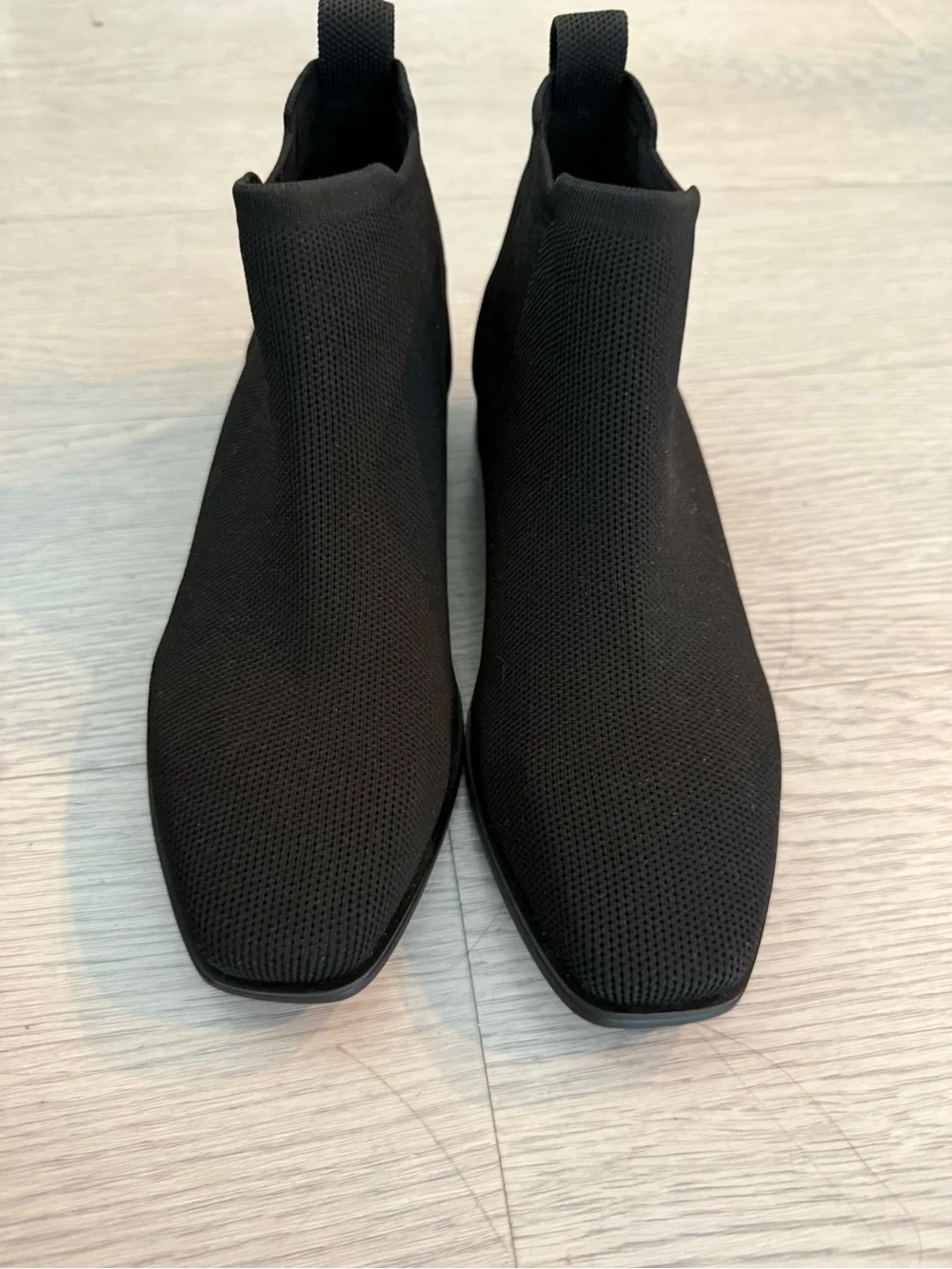 VIVAIA Black Knit Square-Toe Ankle Boots (EU 37.5 / US 7)